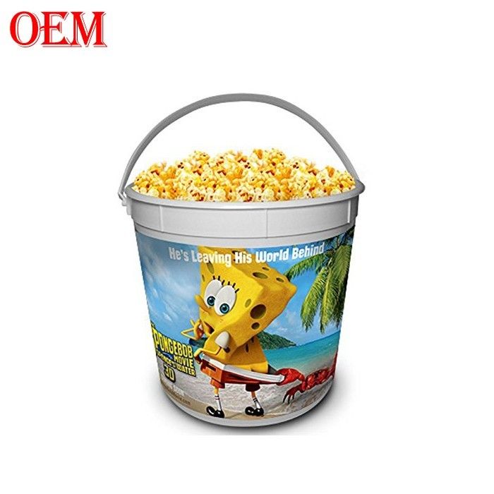 オーダーメイド プリント フィルムスター プラスチック ポップコーン コンテナ 蓋付き