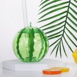 カスタマイズされたプラスチック果物形カップとストロー 可愛いミルクティーカップ ポータブルジュースボトル