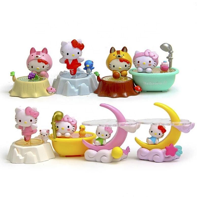 オーダーメイドOEM PVC可愛いミニプラスチックのアニメ キティ猫 子供用おもちゃ メーカー