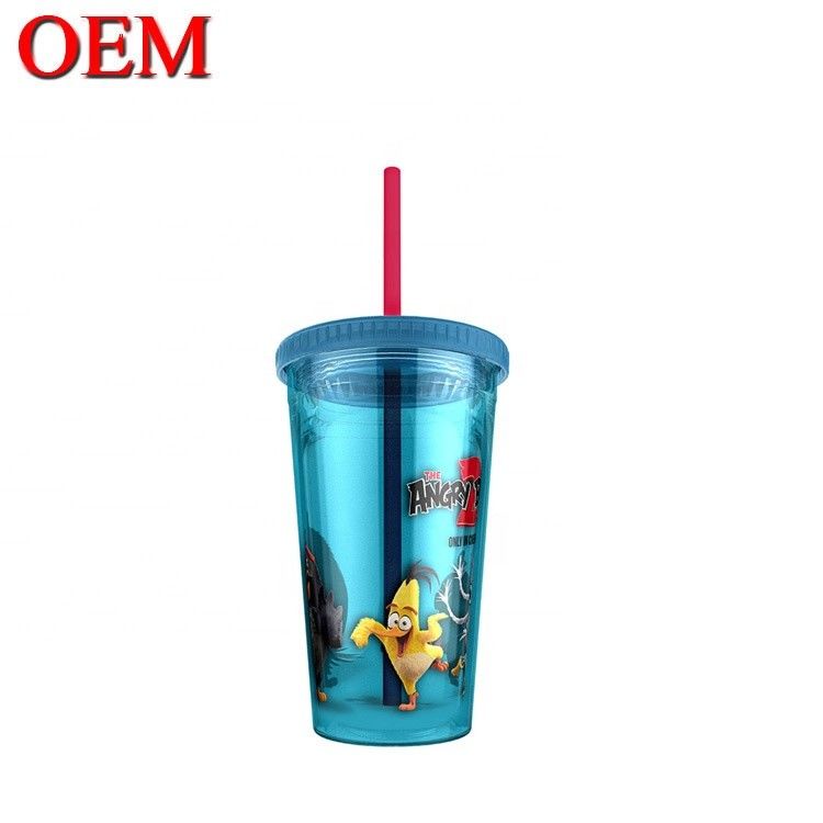 カスタムフィギュア ダブルウォール プラスチックストローカップ 再利用可能な水カップ OEM プラスチック玩具工場
