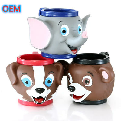 カスタム 3D プラスチック 動漫 動物 アイスクリームカップ OEM デザイン 3D アニメカップ