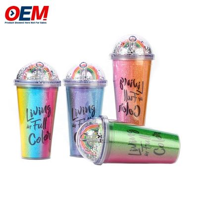 カスタマイズされたPPダブルウォールカップ ストローOEMプラスチックカップ 水製カップ